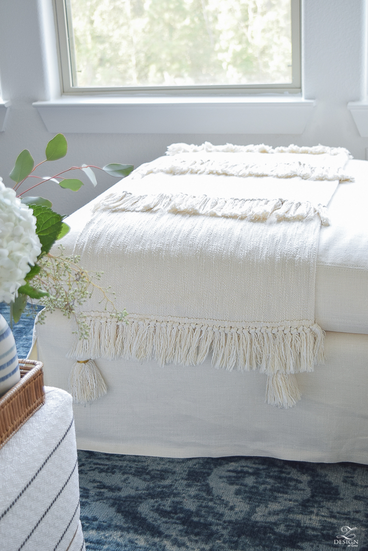 Fall Home tour natural fringe and tassel throw distsressed vintage inspired navy blue rug-4