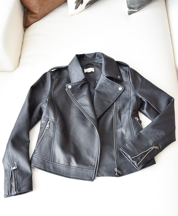 The perfect black faux leather jacket for this fall