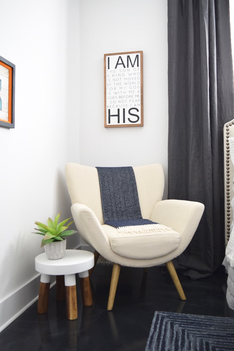 Boys chic Boho Bedroom with dip dyed stool