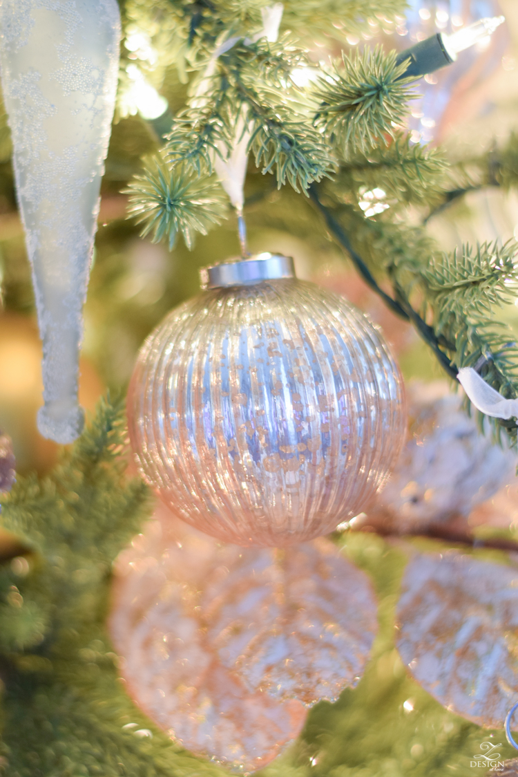 12 bloggers of Christmas with Balsam Hill - how to decorate a mixed metal tree - pink ombre christmas ornament