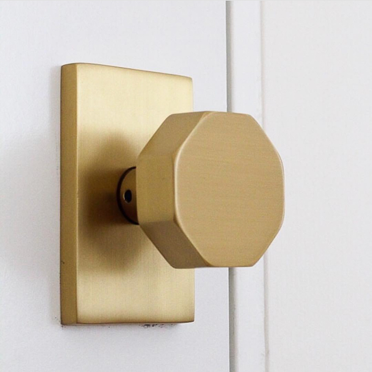 Emtek Modern Brass Geometric Door Knob with rectangular plate