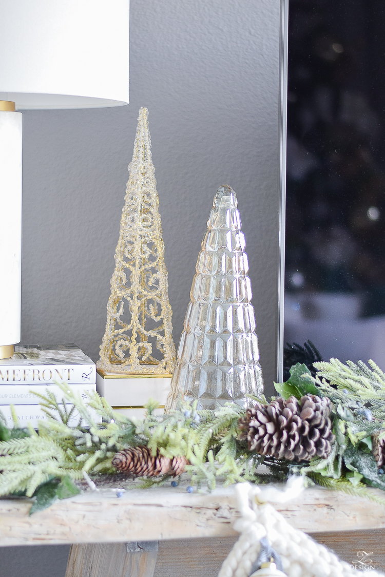 Decorative glass trees or Christmas - a christmas living room tour - boho chic 