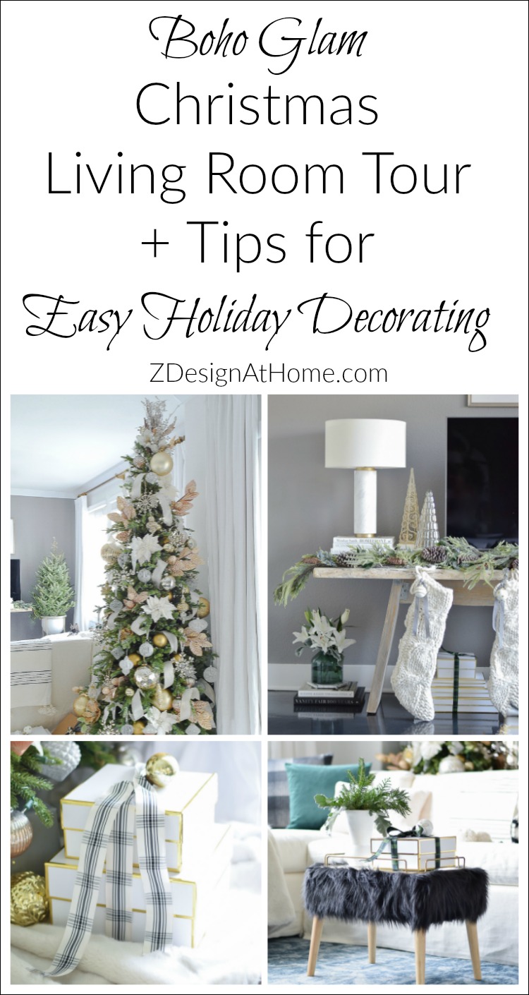 ZDesign At Home Boho Glam Christmas Living Room + Tips for Easy Holiday Decorating