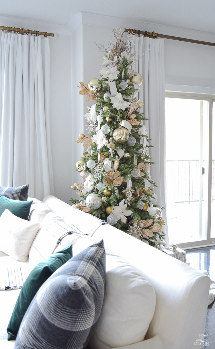 Modern Christmas Tree in a Boho Chic Christmas Living Room Tour