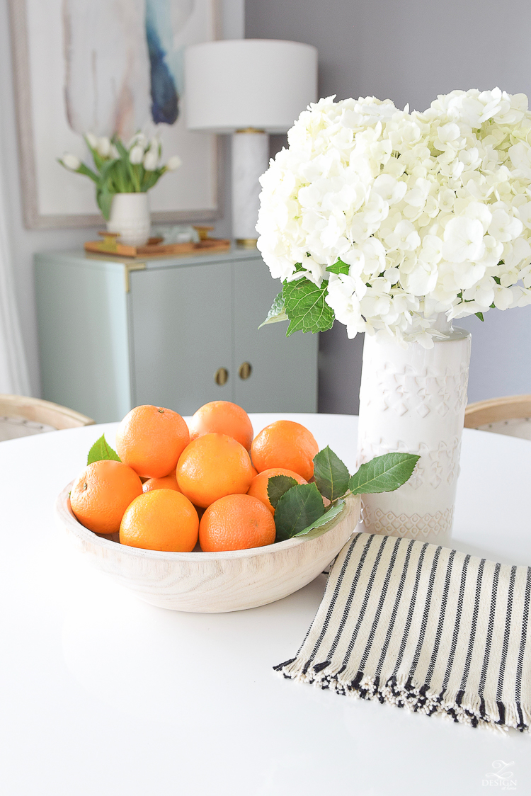 Decked & Styled Spring Tour - Disply of oranges in Paulownia wooden bowl