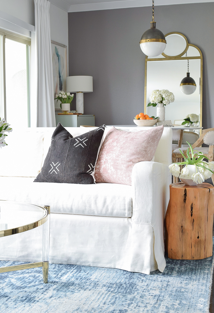 Decked & Style Spring Blog Hop - a transitional spring living room/dining room with spring updates