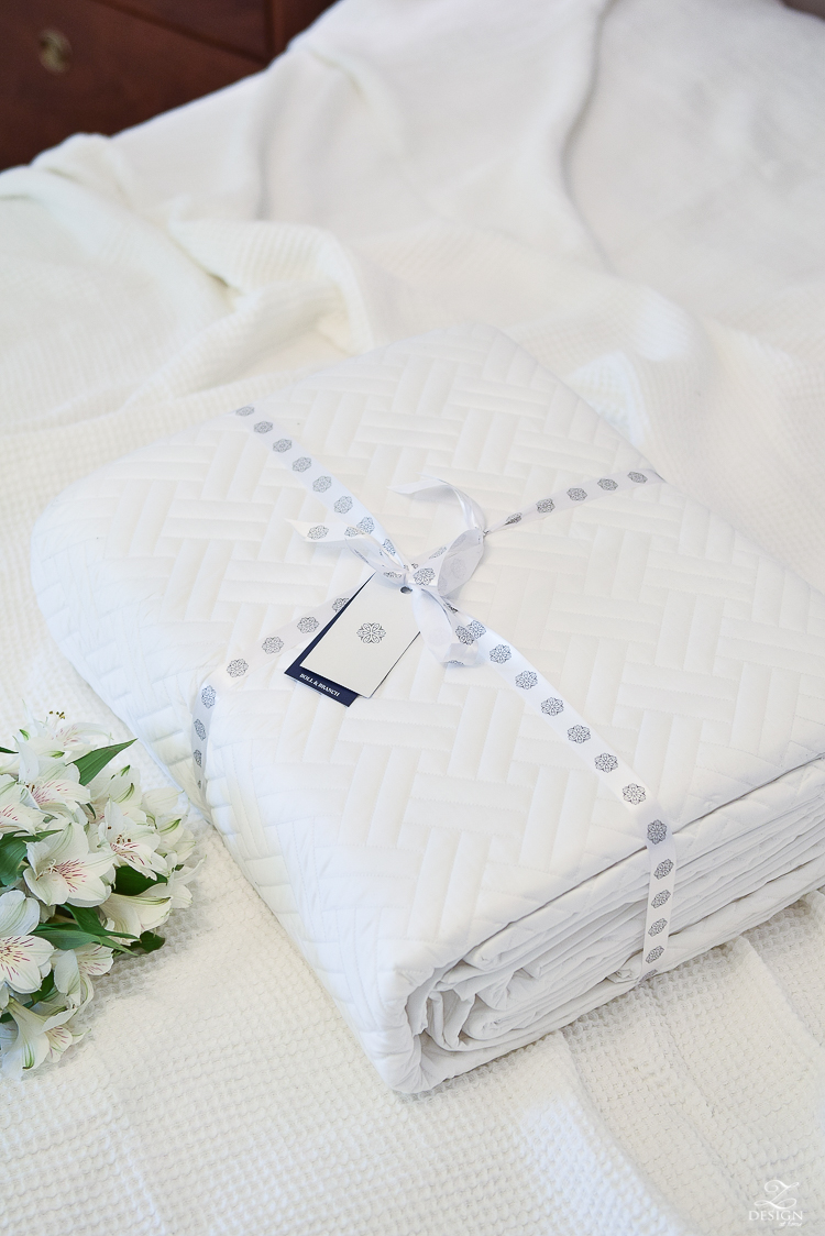 The best, softest organic bedding - white basket weave quilt and shams