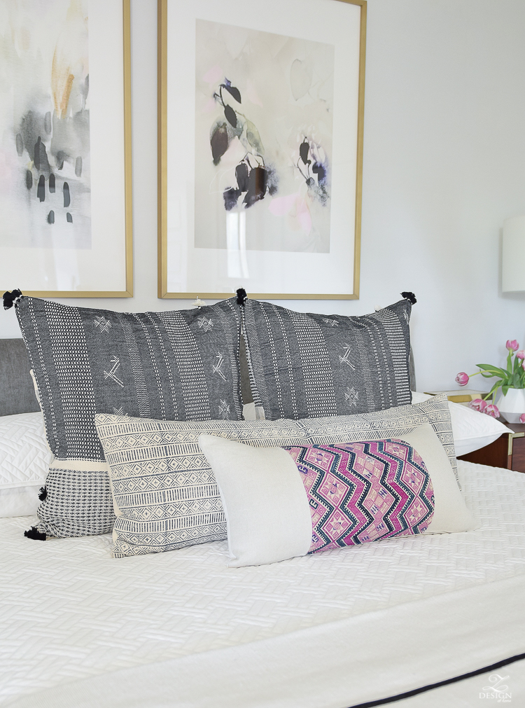 One Room Challenge - Zdesign At Home Master Bedroom Reveal - Boho Glam pillows