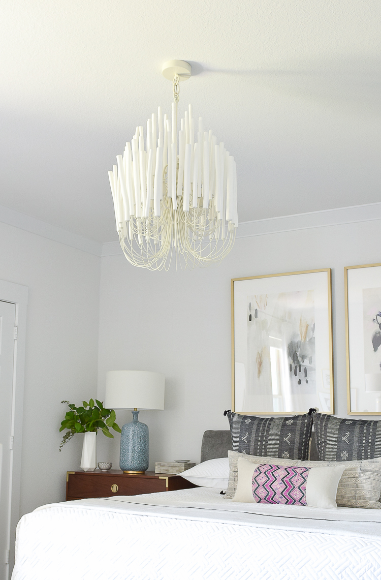 One Room Challenge Master Bedroom Reveal - Zdesign At Home - White Wood Chandelier 