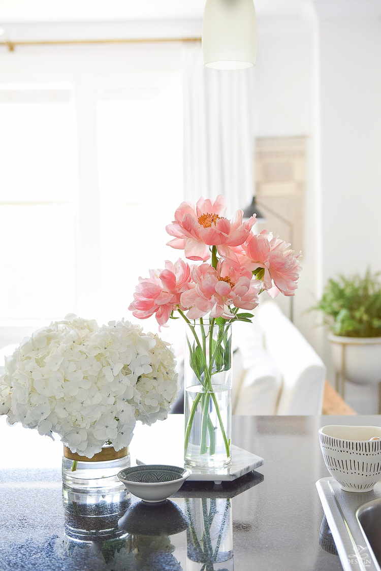 Pink Peonies on marble trivet - World Market Friends & Family Sale