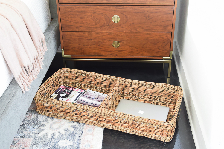 Under the bed basket for magazines and other essentials - bedroom storage