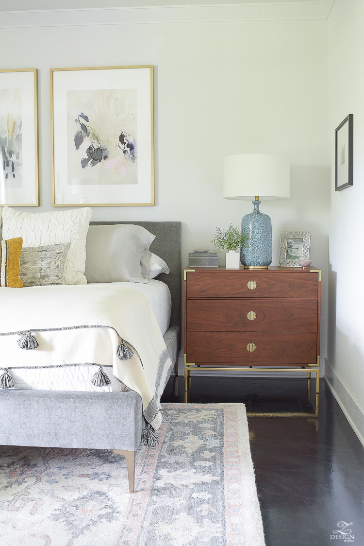 Early fall bedroom - harvest colors & cable knits in a light, airy bedroom