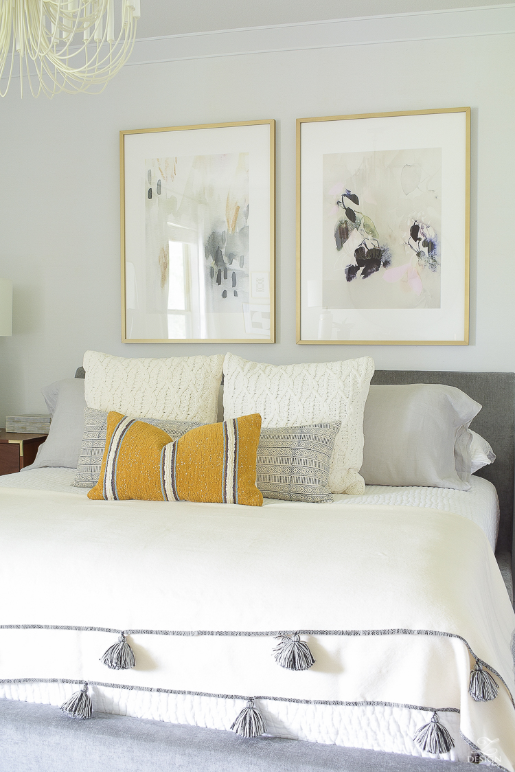 Early fall bedroom - harvest colors & cable knits in a light, airy bedroom