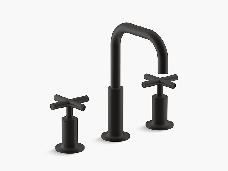 Kohler Purist WidespreadFaucet With Cross Handles in Matte Black