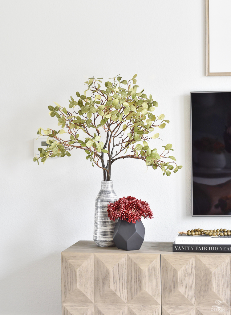 Simple Modern Fall Decorating Ideas - Fall branches, black geometric vase