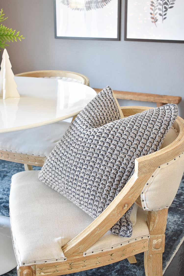 Styled For The Season - Christmas Dining Room - Chunky knit gray pillow cover