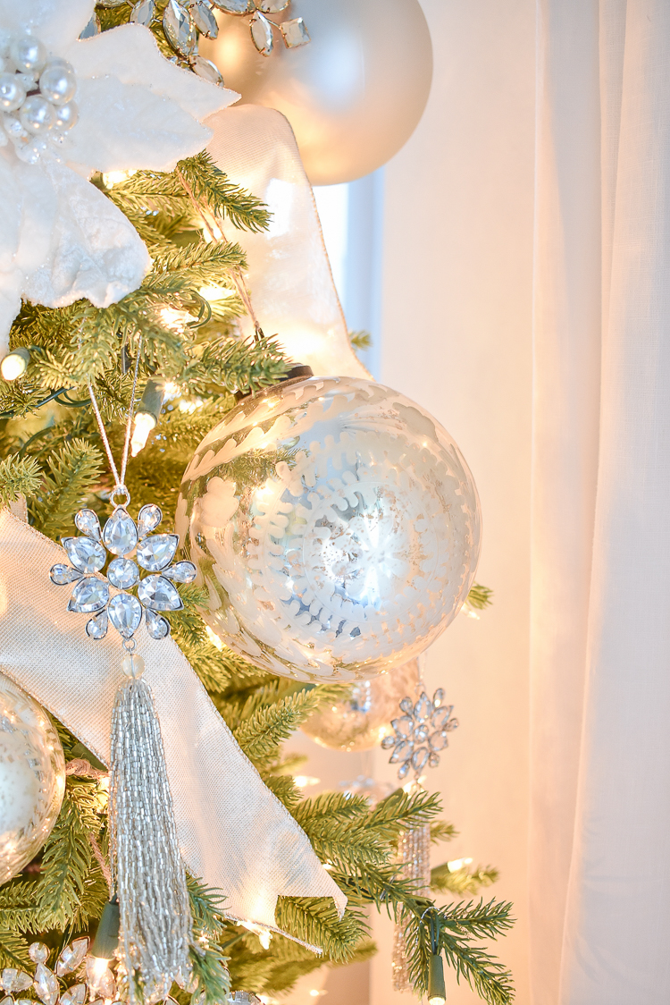 Styled For The Season Christmas Tour - crystal ornaments and modern gift wrap