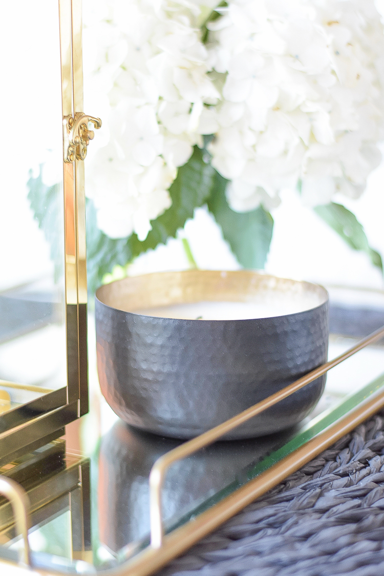 Best home furnishings and accessories from Walmart - gold lantern & black hammered candle pot