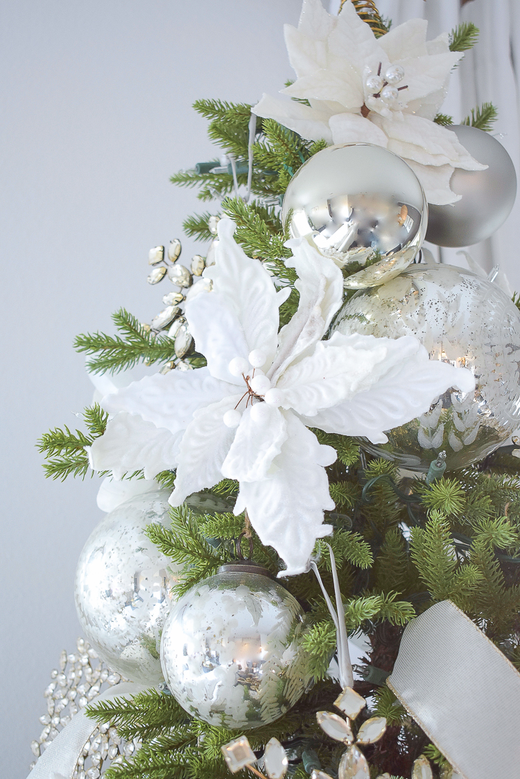 Best Christmas decor from Walmart - white poinsettia pics
