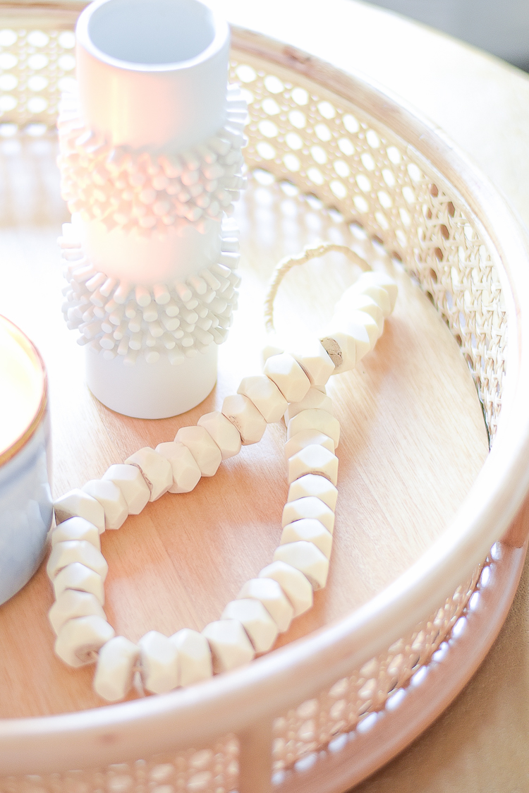 Creating a cozy winter home - bone bead strand