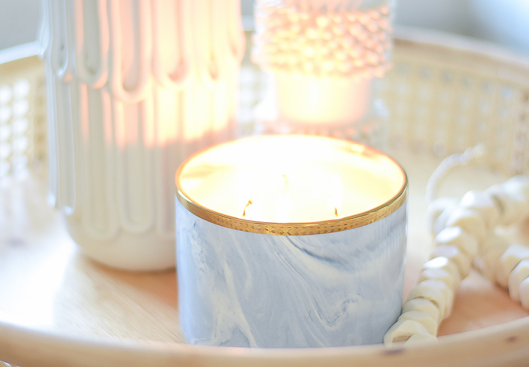 Creating a cozy winter home - marble candle pot