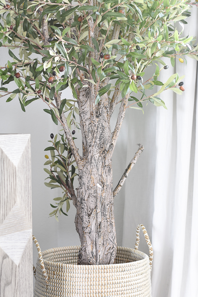 TV Gallery Wall Updates + Reveal - Realistic faux olive tree