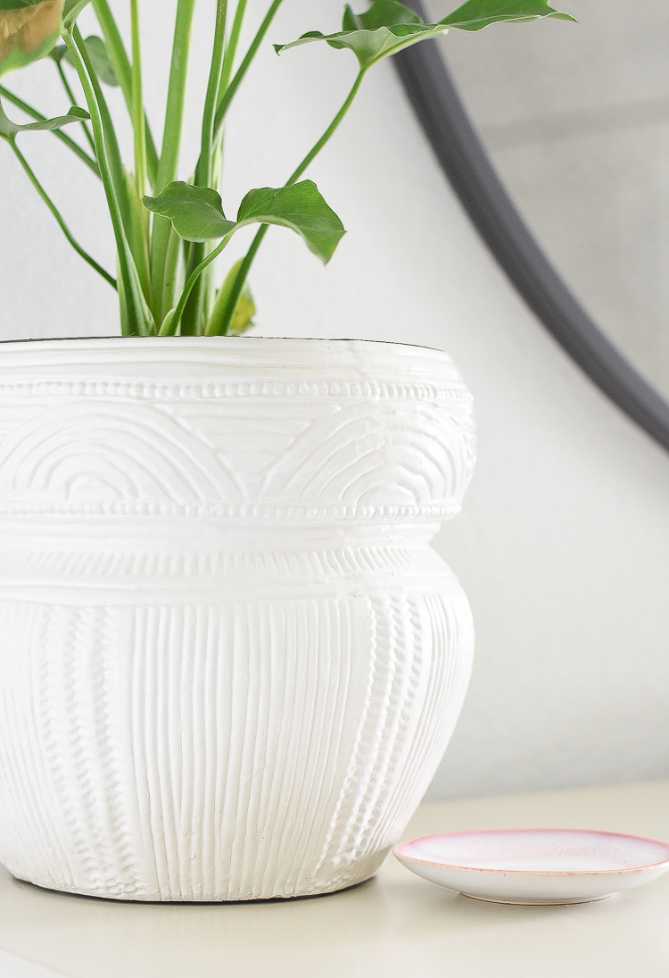 Styled for the season spring tour - white textured planter pot