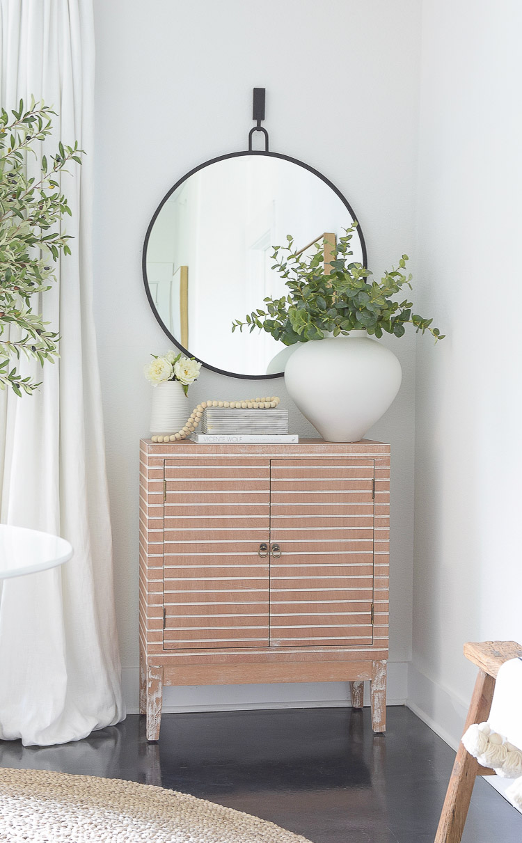 Wayfair Way Day Best Blogger Picks - credenza w/ round black mirror and accessories 