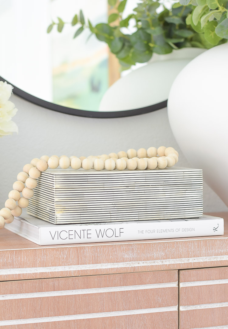 Way Day Wayfair best blogger picks - wooden beads, black and white striped decorative box