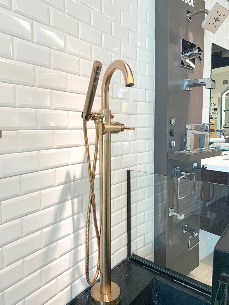 Delta Design Bloggers Event - Tub filler in champaign bronze, brass