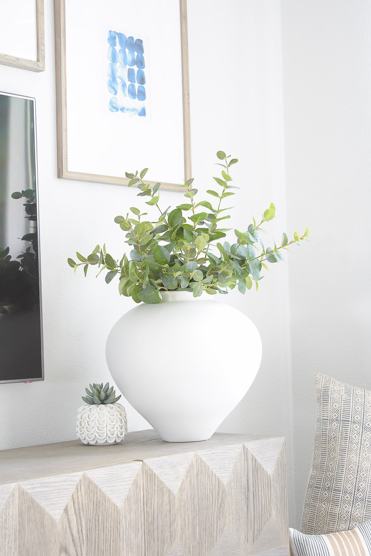 Summer Home Tour - best faux eucalyptus in large white vase