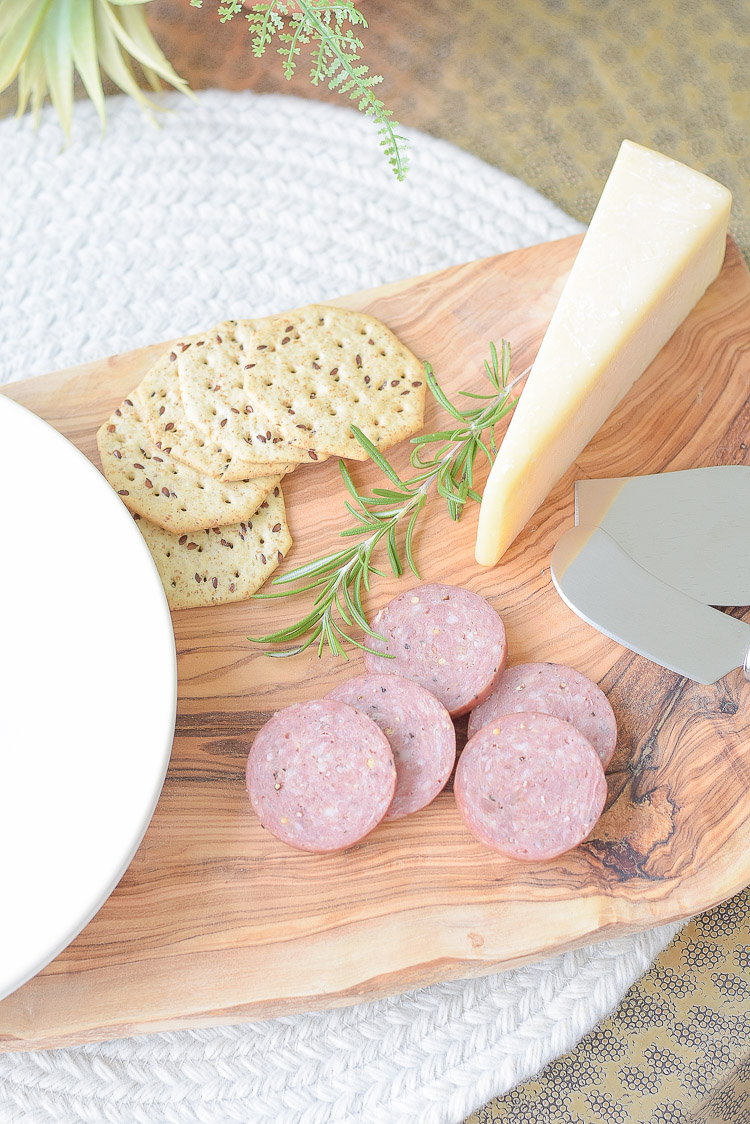 Sustainably sourced cheese board and utensils