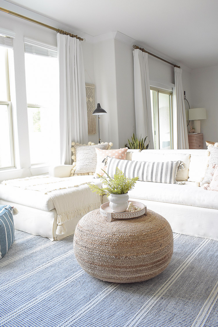 Summer Living Room Home Tour - Boho Chic White Living room design