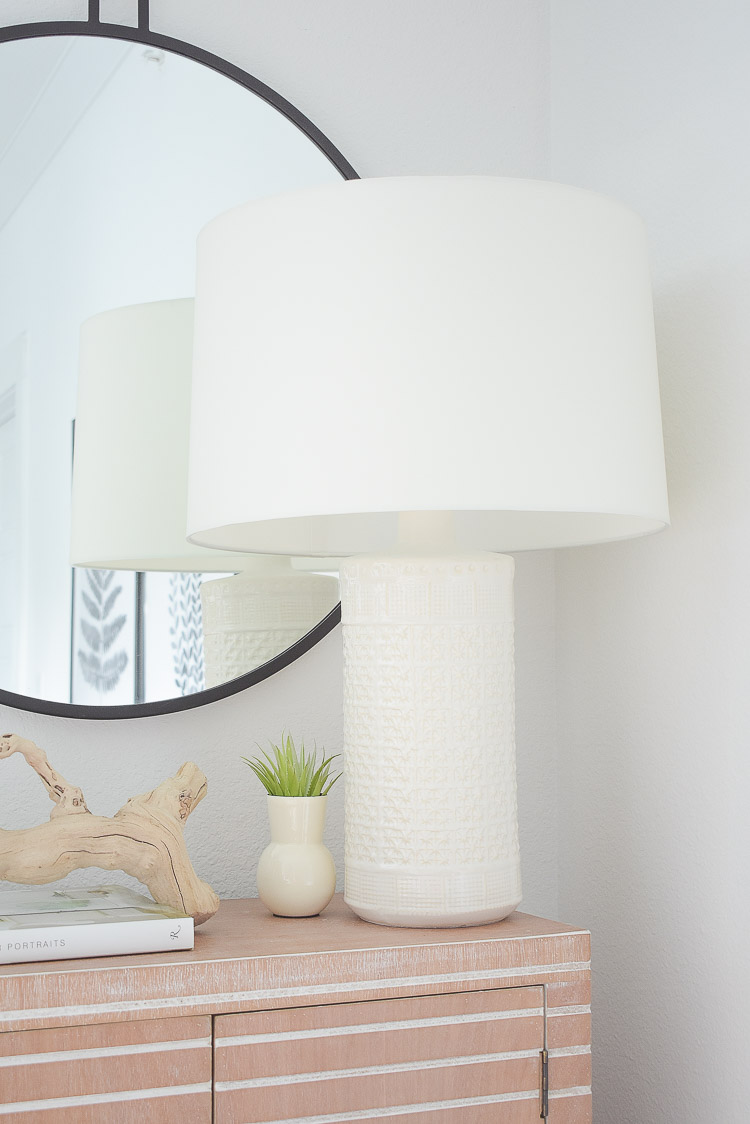 Tips for adding natural summer decor + a dining room tour - white textured lamp