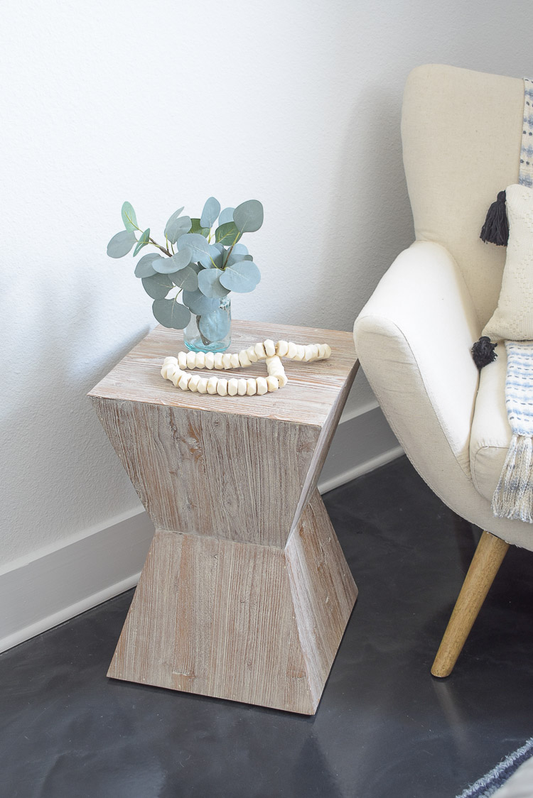 Vintage done modern home decor and accessories - white washed geometric vintage inspired side table 