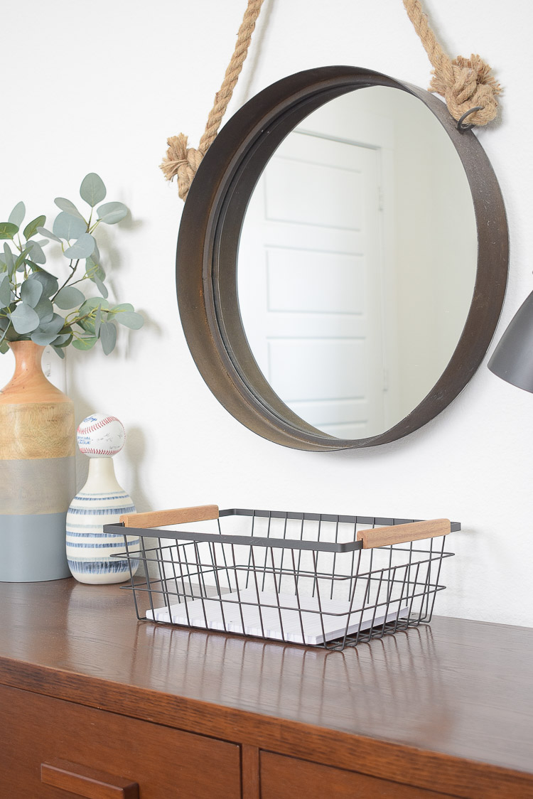 Stylish Home Decor & Organizing Ideas for Back To School - wire and acacia wood basket