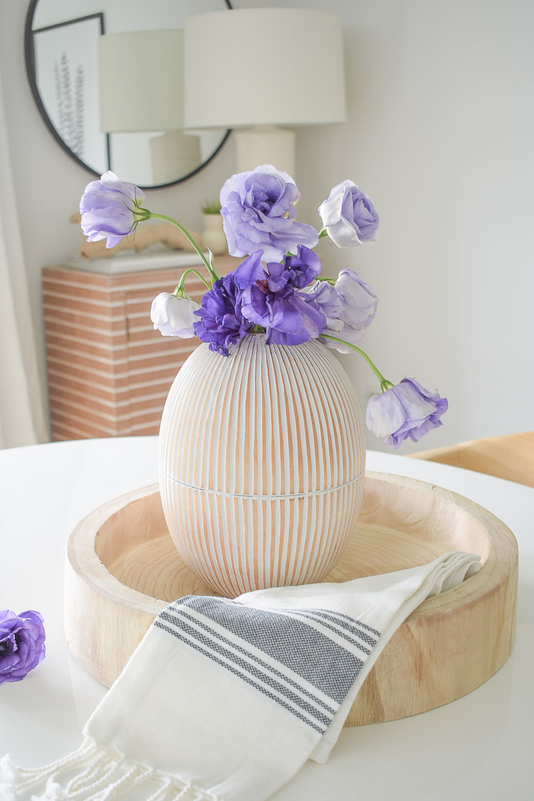 Vintage Chic Done Right - White washed oval mango wood vase 