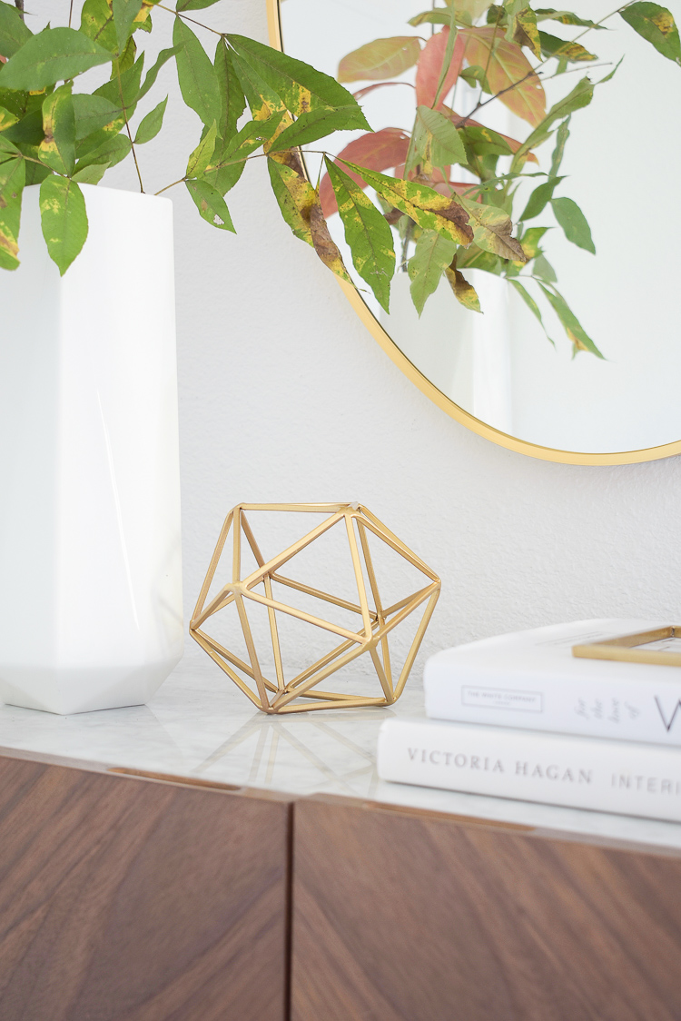 Chic Modern Styled Fall Entry - gold sphere home accessory 