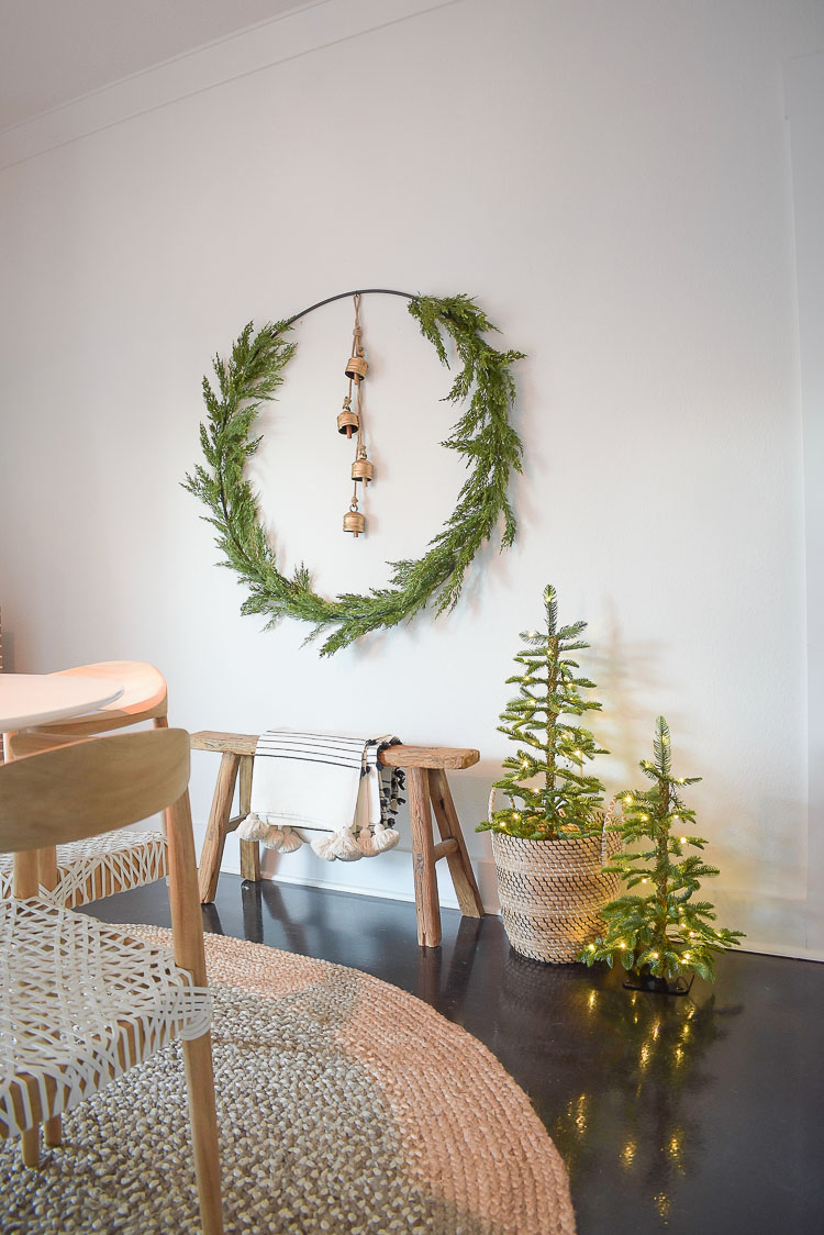 christmas dining room tour - pre-lit table top trees 