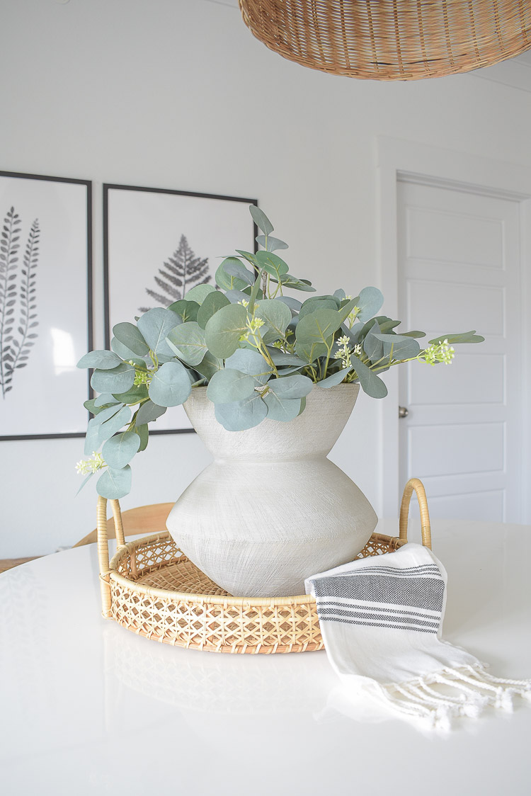 Winter Home Tour - Eucalyptus center piece 