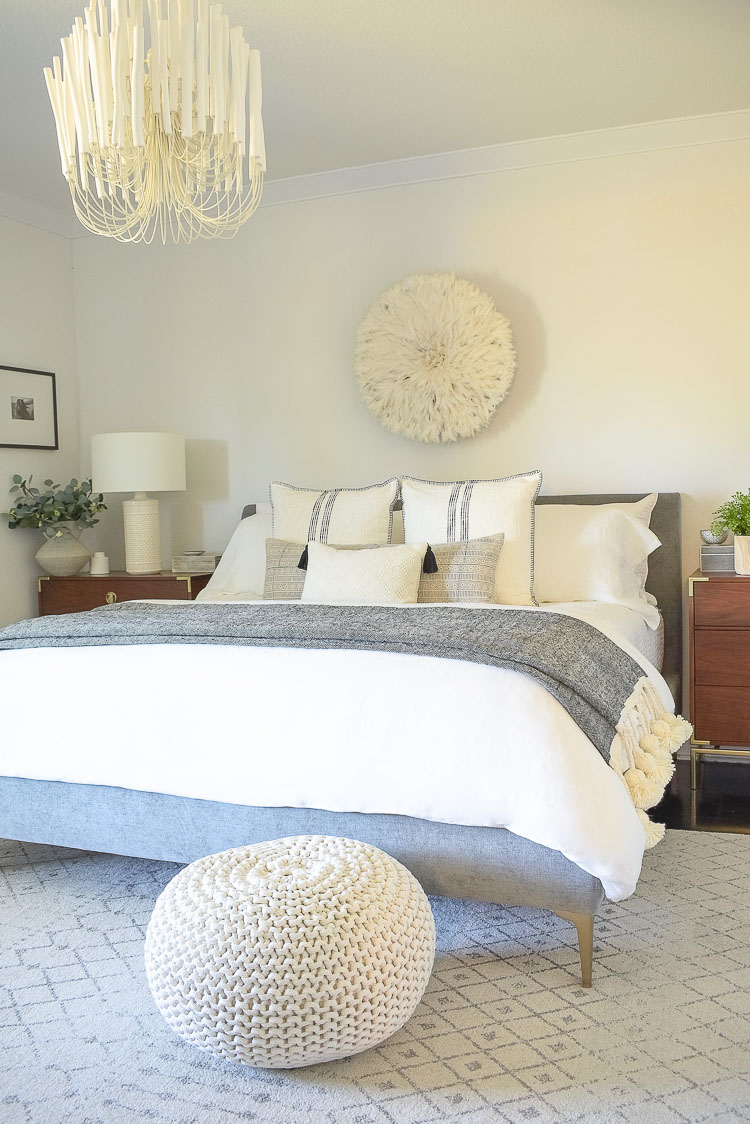 black and white spring bedroom