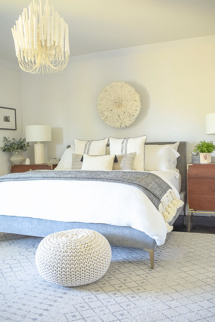 black and white spring bedroom tour 