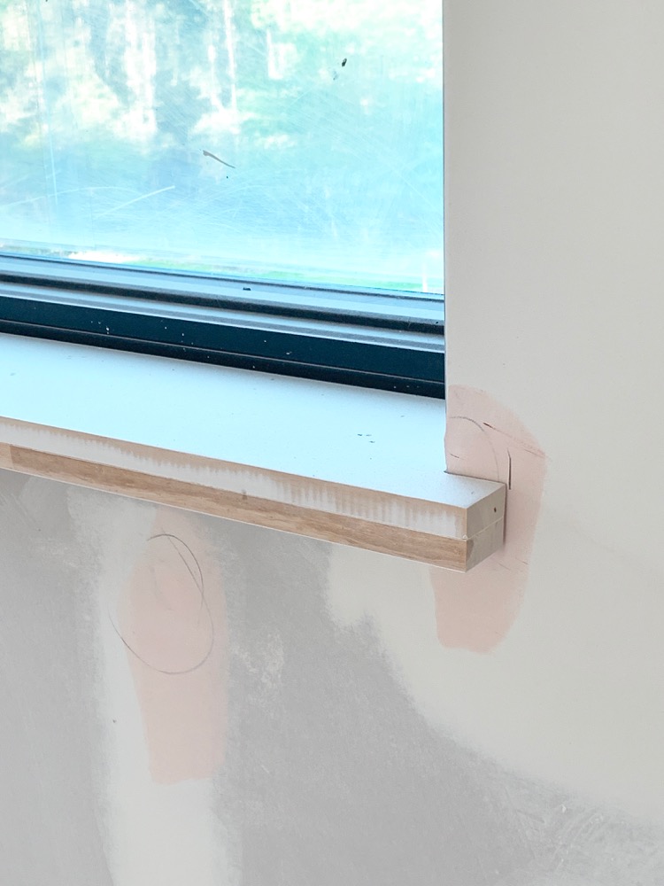 Modern Window Sill in Transitional Home under construction 