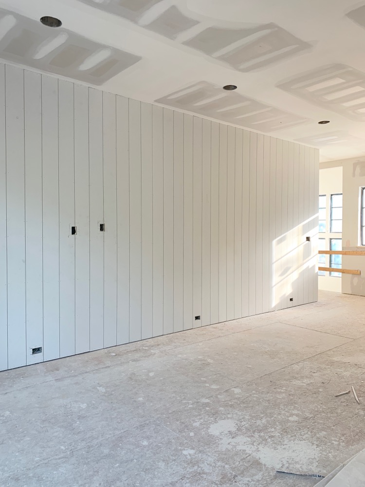 Vertical shiplap in game room 