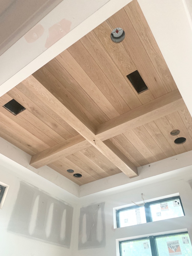 white oak ceiling with white oak box beams 