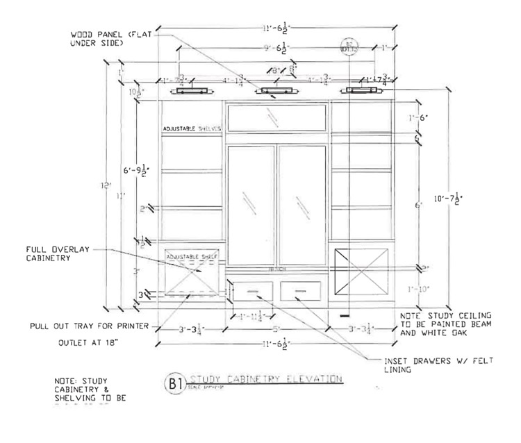 cabinetry rendering for office