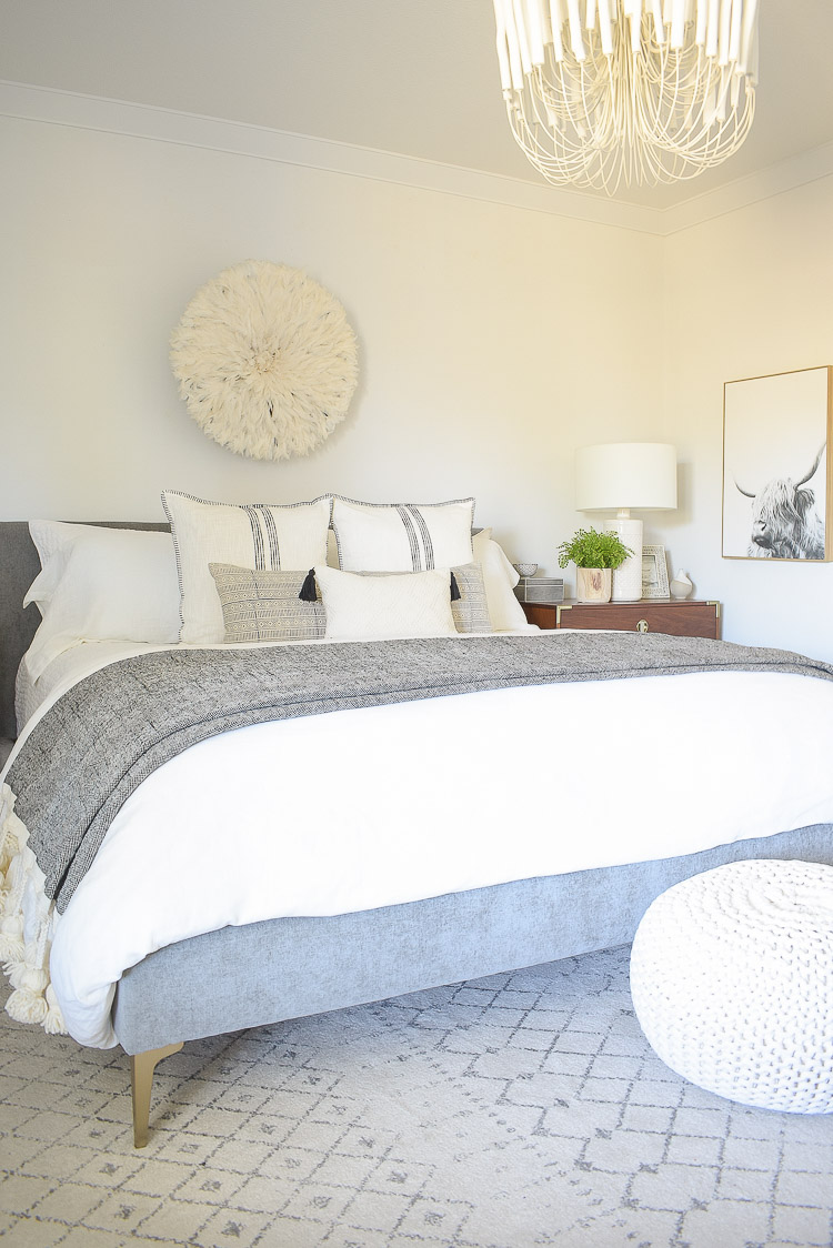 black and white spring bedroom tour 