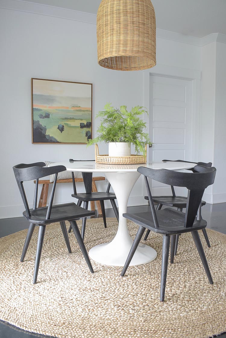 Black farmhouse Dining Chairs - modern boho chic dining room tour 