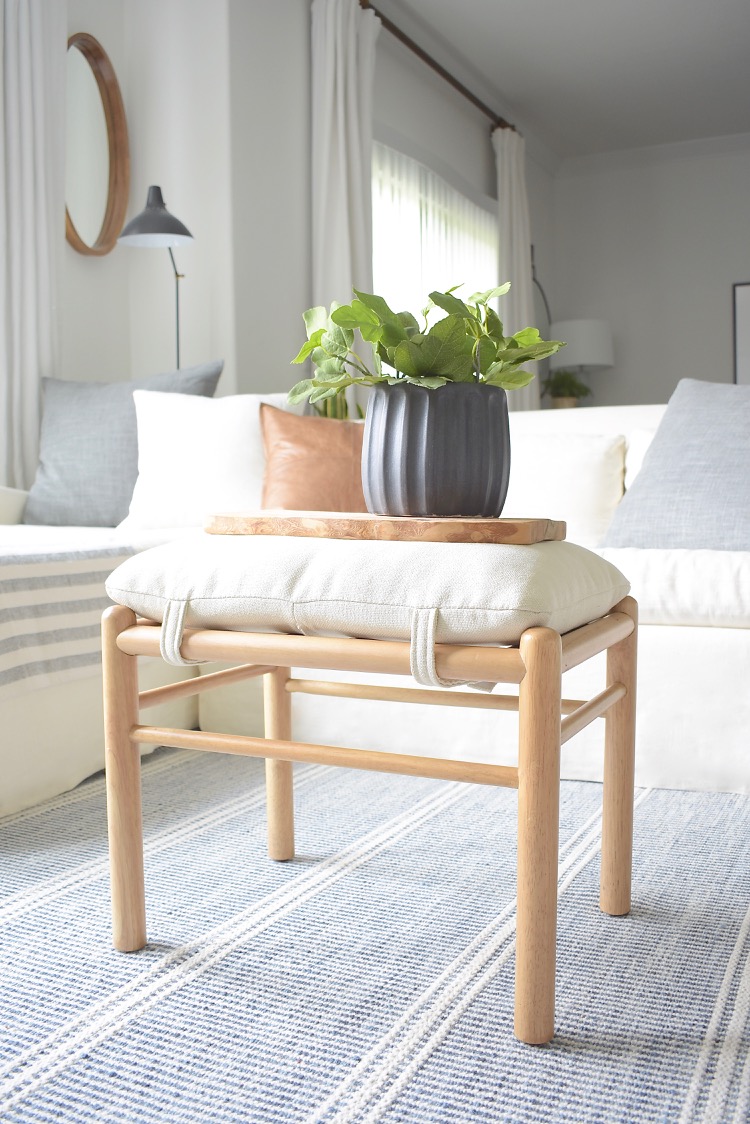 Studio McGee Wooden Stool - Styled by home decor blogger