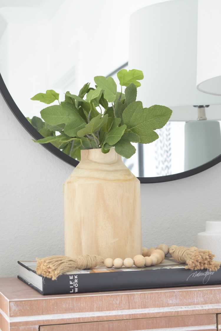 Studio McGee Wooden Vase with Faux Fig Stems